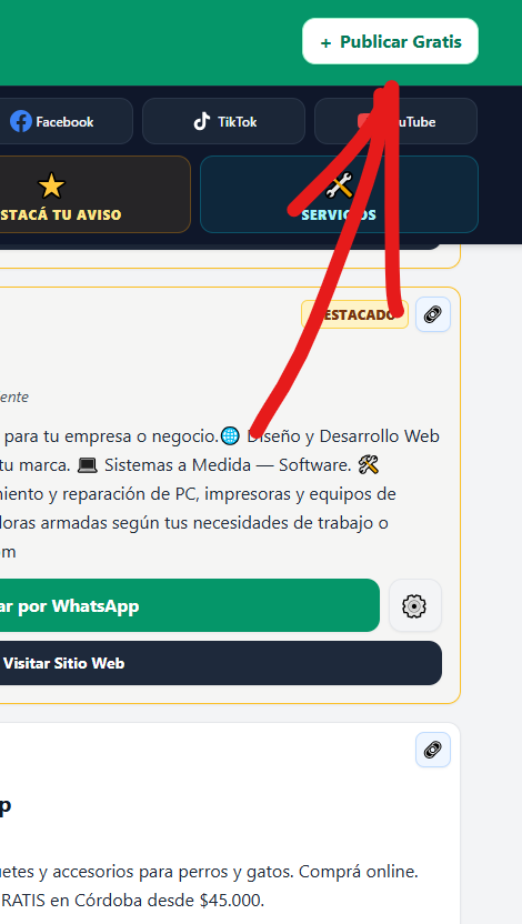 Ubicación del botón Publicar Gratis